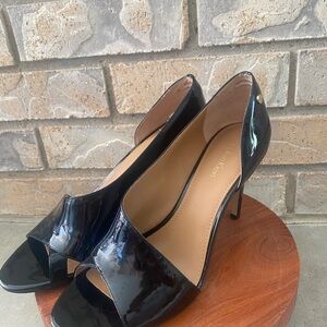 Calvin Klein Glossy Black Peep Toe Heels